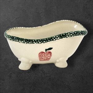 Vintage Spongeware Bathtub Sponge Holder 1997 Heritage Mint Apple Motif Cottage